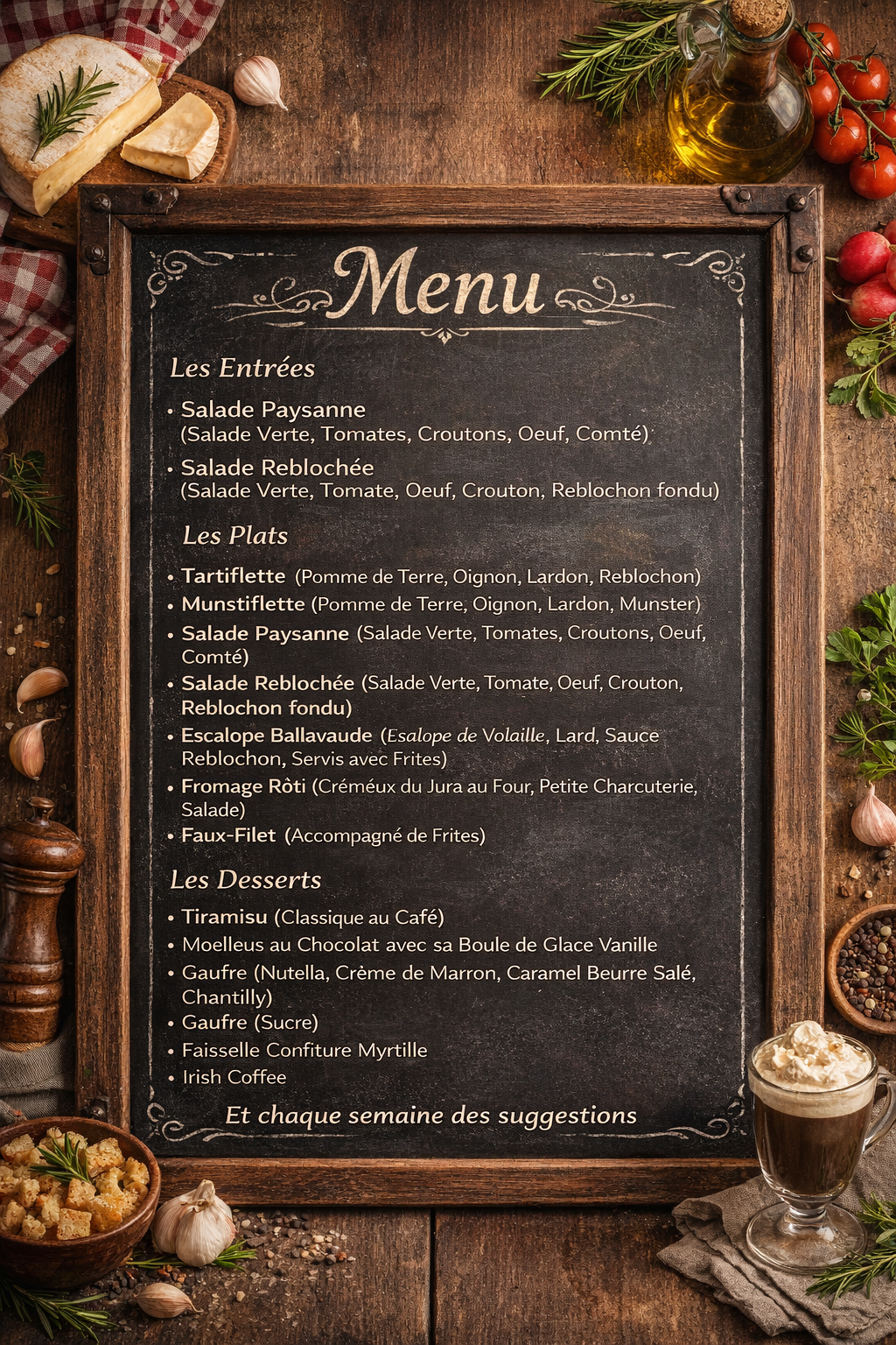 La carte du restaurant La Tête au Moine